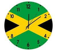 Higoss Wall Clock Jamaica Flag 12 Inch Silent Non-Ticking PVC Wall Clocks Battery Operated, Decorative Round Clock, Vintage Rustic Gift for Kitchen, Living Room, Bedroom, Farmhouse