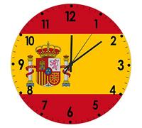 Higoss Wall Clock Spain Flag 12 Inch Silent Non-Ticking PVC Wall Clocks Battery Operated, Decorative Round Clock, Vintage Rustic Gift for Kitchen, Living Room, Bedroom, Farmhouse