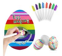 HigoYXP Easter Egg Decorator Kit, Motorized Easter Egg Coloring Kits, 12-Piece Easter Craft Art Set with 8pcs Non-Toxic Quick-Dry Markers, DIY Egg Painting Spinner Toy Gift for Kids