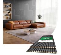 HIGRELIFE Wood Slat Acoustic Wall Panels, 3D Wall Panels with High Density Core for Echo Reduction, Easy DIY, Safe for Kids, for Living Room, Bedroom, Studio and More (Black, 47"×23.5"-2 PCS)