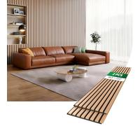 HIGRELIFE Wood Slat Acoustic Wall Panels, 3D Wall Panels with High Density Core for Echo Reduction, Easy DIY, Safe for Kids, for Living Room, Bedroom, Studio and More (Teak, 94"×12.6"-2 PCS)