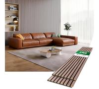 HIGRELIFE Wood Slat Acoustic Wall Panels, 3D Wall Panels with High Density Core for Echo Reduction, Easy DIY, Safe for Kids, for Living Room, Bedroom, Studio and More (Walnut, 94"×12.6"-2 PCS)