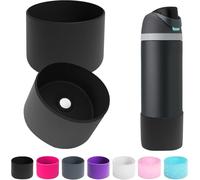 HiGropcore 2PCS Silicone Water Bottle Boot for Owala 24oz 32oz 40oz,Anti-Slip Protective Sleeve Bottom Bumper Protector for FreeSip, Twist, and Flip Water Bottles (Black)