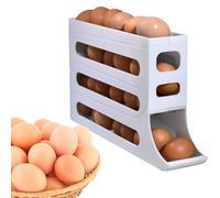 HiGropcore 4-Tier Auto Rolling Egg Dispenser, Space Saving Fridge Egg Organizer, Durable Plastic Kitchen Egg Rack Holder Storage 30 Egg for Fridge, Countertop