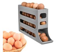 HiGropcore 4-Tier Auto Rolling Egg Dispenser, Space Saving Fridge Egg Organizer, Durable Plastic Kitchen Egg Rack Holder Storage 30 Egg for Fridge, Countertop