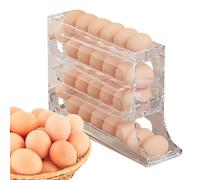 HiGropcore 4-Tier Auto Rolling Egg Dispenser, Space Saving Fridge Egg Organizer, Durable Plastic Kitchen Egg Rack Holder Storage 30 Egg for Fridge, Countertop