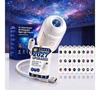 HiGropcore HD Smart Holographic Night Light Projector, Plug and Play HD Galaxy Star and Ocean Projector with 3/6/12/24 Films,360° USB Powered Ceiling Light for Bedroom Decor，with 24 Films