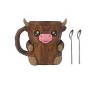 HiGropcore Ice Cream Pint Holder, Cute Penguin Cow Holder with Handle,Ben and Jerry Ice Cream Holder, Standard Pint Fit, Hoof Spoon Slots for Gathering Party Picnic (Cow Brown2)
