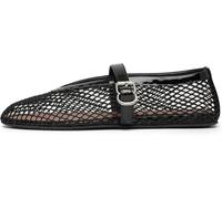 HiGropcore Mesh Ballet Flats Women, 2024 New Strappy Fishnet Buckle Flats, Sexy Mary Jane Ballerina Shoes Comfortable Dress Shoes Slip-on Loafers