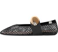 HiGropcore Mesh Ballet Flats Women, 2024 New Strappy Fishnet Buckle Flats, Sexy Mary Jane Ballerina Shoes Comfortable Dress Shoes Slip-on Loafers