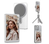 HIGSEEU Phone Vlog Selfie Monitor Screen, 1080P Wireless Recording Magnetic Mount, Rear Camera for TikTok, Selfie Vlog, Live Streaming, Compatible with iPhone/Android (White)