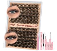 Higu clace Cluster Lashes Kit D Cul, Individual Eyelashes Kit Mix 10-18mm Eyelash Cluster Kit, DIY Lash Extension Kit with Bond and Seal and Applicator (30D+40D)