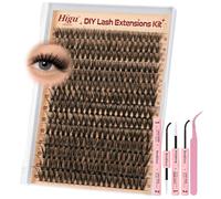 Higu clace Eyelash Extensions Set, 280 Pieces Eyelash Extensions, 40D Natural Eyelash Extension Set, Reusable DIY Eyelash Set, with Adhesive and Sealing Material and Applicator (10-18 mm)