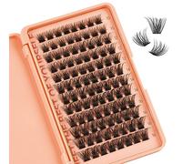 Higu Clace Individual Cluster Lashes, D Curl False Eyelashes 96pcs Natural Russian With Thin Band Light Fluffy DIY Extension Reusable at Home - Mega Volume D Mix 10-16mm
