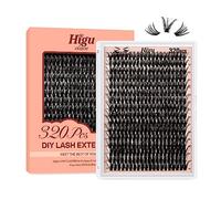Higu clace Individual Lashes Cluster 320pcs, C curl Lash Clusters 50D DIY Individual Eyelashes 12-18mm Mixed,Wispy Lash Extension Reusable False Lashes Clusters(50D Ccurl 12-18mm)