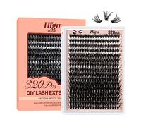Higu clace Individual Lashes Cluster 320pcs, C curl Lash Clusters 50D DIY Individual Eyelashes 9-16mm Mixed,Wispy Lash Extension Reusable False Lashes Clusters(50D Ccurl 9-16mm)