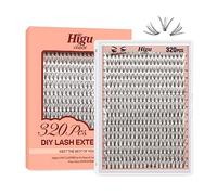 Higu clace Individual Lashes Cluster 320pcs, D curl Lash Clusters 10D DIY Individual Eyelashes 9-16mm Mixed,Wispy Lash Extension Reusable False Lashes Clusters(10D Dcurl 9-16mm)