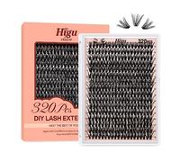 Higu clace Individual Lashes Cluster 320pcs, D curl Lash Clusters 40D DIY Individual Eyelashes 12-18mm Mixed,Wispy Lash Extension Reusable False Lashes Clusters(40D Dcurl 12-18mm)