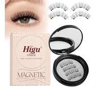 Higu clace Magnetic-Eyelashes with Applicator, Magnetic-Lashes No Glue or Eyeliner Needed, 4 pieces Reusable Eye Lash Kit Natural Look, False Eyelash Easy to Wear and Remove(BLACK B2)