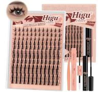 Higu Clace Manga-Lashes-Cluster Kit, Wispy Lash-Cluster Japanese Style DIY Eyelash Extensions 10-18 mm, D Curl Individual Eyelashes Kit with Lash Bond and Seal, Tweezers and Remover（Manga10-18）