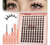 Higu Clace Manga-Lashes-Cluster Kit, Wispy Lash-Cluster Japanese Style DIY Lash Extensions Kit 10-16mm, D Curl Individual Cluster Lashes Kit with Lash Bond and Seal and Tweezers（Manga10-16 Kit）