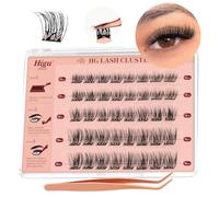 Higu Clace Pre Glued Cluster Lashes Natural Look, Self Adhesive Eyelashes Mix10-16mm, Press on Lash Clusters with Tweezer Reusable No Glue Lash Extension Kit Easy to Use at Home(Natural 01 NEW)