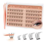 Higu clace Self -Adhesive-Cluster-Lashes Natural Look, Wispy Lash Clusters D Curl Mix 10-12mm, Pre-Glued-Eyelashes No Glue Deeded, Press on Lashes Easy to Use(Volume B)