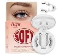 Higu clace Soft Magnetic-Lashes Kit with Applicator, Waterproof Magnetic Eyelashes No Glue Needed, Reusable Eye Lashes Magnetic with Mirror Easy to Wear for Beginner (SOFT Kit D)