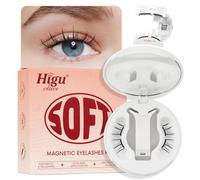 Higu clace Soft Magnetic-Lashes Kit with Applicator, Waterproof Magnetic Eyelashes No Glue Needed, Reusable Eye Lashes Magnetic with Mirror Easy to Wear for Beginner (SOFT Kit B1)