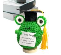 higyee Graduation Plush 2024 - Cute Frog/Pear Crochet Plush Doll | Emotional Support Crochet Frog/Pear | Crocheted Soft Plush Graduation for Friends