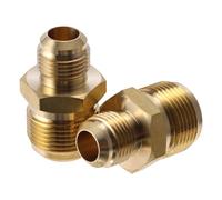 Hihaha 2 Pcs Brass Pipe Fittings for Air Conditioning 1/2"x3/4" Reducing Union Coupling Brass Pipe Extension Joint Connectors