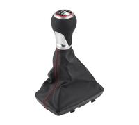 Hihaha 6 Speed Manual Gear Shift Knob with Cover for Audi S-Line 07-15 / Front Stick Shifter Lever Knob/Durable Plastic / 1 Pcs Black with Red Stitches