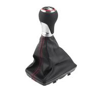 Hihaha 6 Speed Manual Gear Shift Knob with Dust Cover for Audi S4 07-15 / Front Stick Shifter Lever Knob/Durable Plastic / 1 Pcs Black with Red Stitches