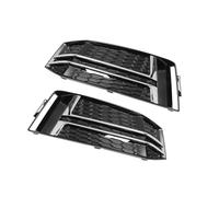 Hihaha Fog Light Grill Front Lower Bumper Fog Light Cover Inserts for Audi A4 B9 S-Line S4 2016-2018 No.8W0807681F/8W0807682F Durable Front Left Right Black Silver Tone Durable Material