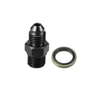 Hihaha Fuel Fitting with Washer/Inner Fuel Line Male Flare Adapter for Car/Durable Aluminum Alloy Metric M12x1.5 to 4AN Male Flare Adapter / 1 Set Black