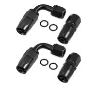 Hihaha Fuel Line Adapter Fittings/Top 90 Degree 0 Degree Fuel Line Connector for Car/Durable Aluminum Alloy AN6 Female / 2 Pair Black