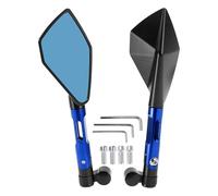 Hihaha Motorcycle Rear View Mirrors Bar End Side Mirrors Mount Adjustable Aluminum Alloy 1 Set Black Blue M8/M10 Prismatic Shape