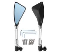 Hihaha Motorcycle Rear View Mirrors Side Rearview Mirror Adjustable Aluminum Alloy 1 Set Black Silver Tone M8/M10 Triangle Shape