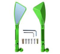 Hihaha Motorcycle Rear View Mirrors Side Rearview Mirror Adjustable Aluminum Alloy 1 Set Green M8/M10 Triangle Shape