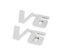 Hihaha Polish Chrome V6 Fender Sticker Metal Emblem Decal Trim Badge 2Pcs Durable Material