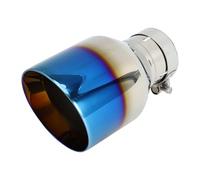 Hihaha Slant Exhaust Tip Clamp Rear Tailpipe Car Clamp on Stainless Steel 2.5" Inlet 4.1" Outlet 7.3" Length 1 Set Silver Tone Blue