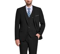 Hihawk Men’s 3 Piece Suit with Stretch Fabric, Slim Fit One Button Blazer Jacket, Waistcoat and Trousers Set with Tie, Black, XL