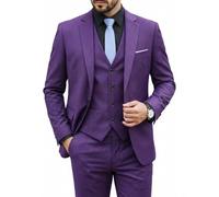 Hihawk - Men’s 3 Piece Suit with Stretch Fabric, Slim Fit - One Button Blazer Jacket, Waistcoat and Trousers Set with Tie