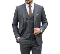 Hihawk - Men’s 3 Piece Suit with Stretch Fabric, Slim Fit - One Button Blazer Jacket, Waistcoat and Trousers Set with Tie