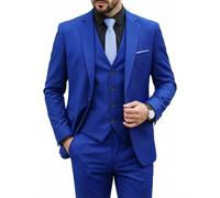 Hihawk - Men’s 3 Piece Suit with Stretch Fabric, Slim Fit - One Button Blazer Jacket, Waistcoat and Trousers Set with Tie