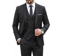 Hihawk - Men’s 3 Piece Suit with Stretch Fabric, Slim Fit - One Button Blazer Jacket, Waistcoat and Trousers Set with Tie