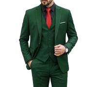 Hihawk - Men’s 3 Piece Suit with Stretch Fabric, Slim Fit - One Button Blazer Jacket, Waistcoat and Trousers Set with Tie