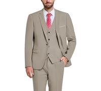Hihawk Men's 3 Piece Suit with Stretch Fabric, Solid Slim Fit One Button Suit Blazer Set, Jacket Vest Pants with Tie., Beige, XXL