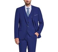 Hihawk Men's 3 Piece Suit with Stretch Fabric, Solid Slim Fit One Button Suit Blazer Set, Jacket Vest Pants with Tie., Sapphire, L