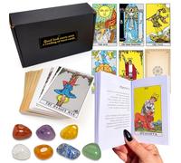 Hihealer 78 Tarot Cards with Guidebook and 7 Chakra Stones, Tarot Deck for Beginners and Experts, Witchcraft and Spiritual Gifts Christmas Xmas Gifts for Women Men